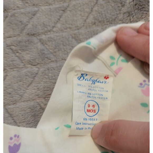 Babyfair Baby Girl Apron Top 0-6 Months Tulips Floral Vintage 1990s - Picture 2 of 4
